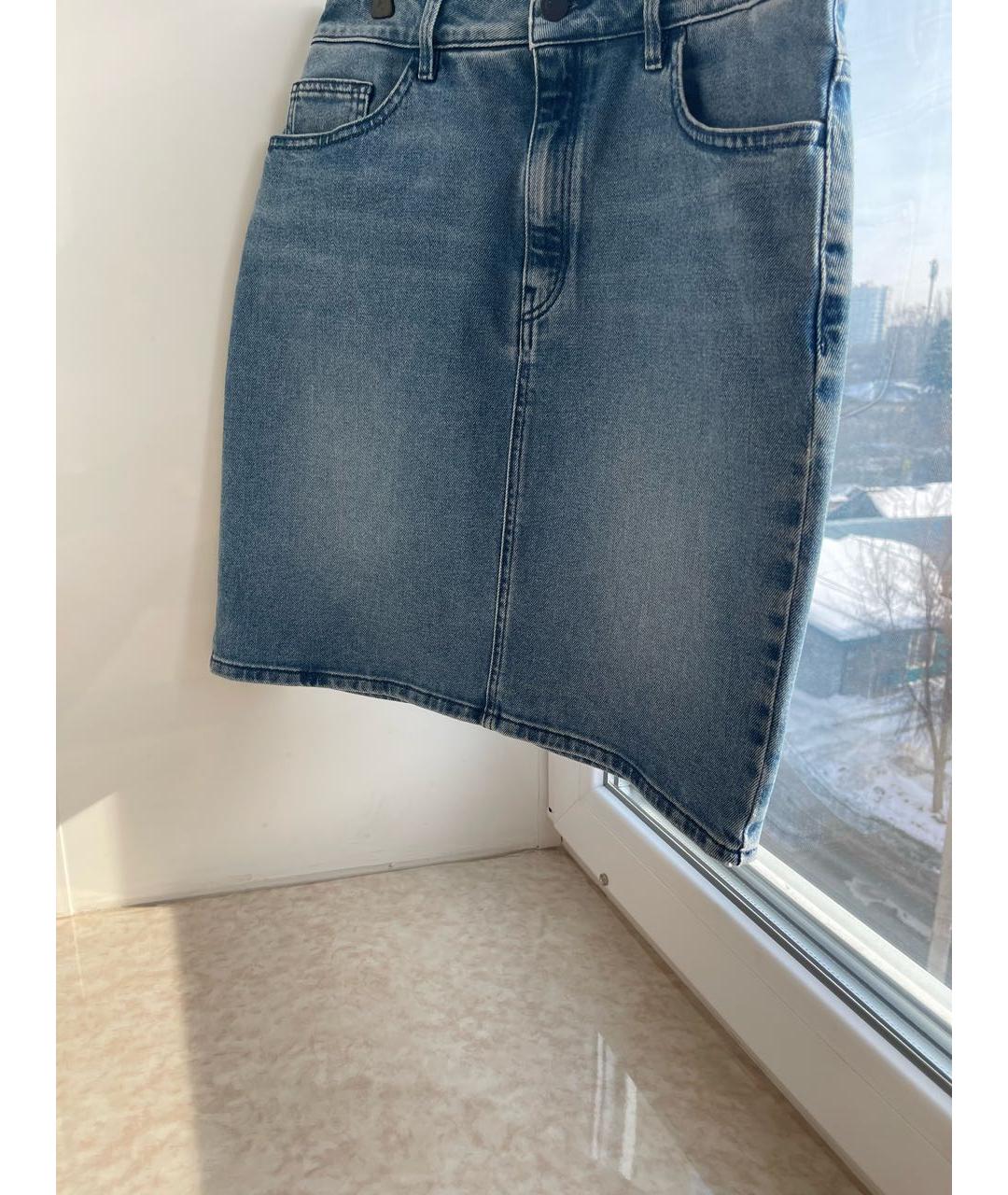 HUGO BOSS Синяя деним юбка миди, фото 2