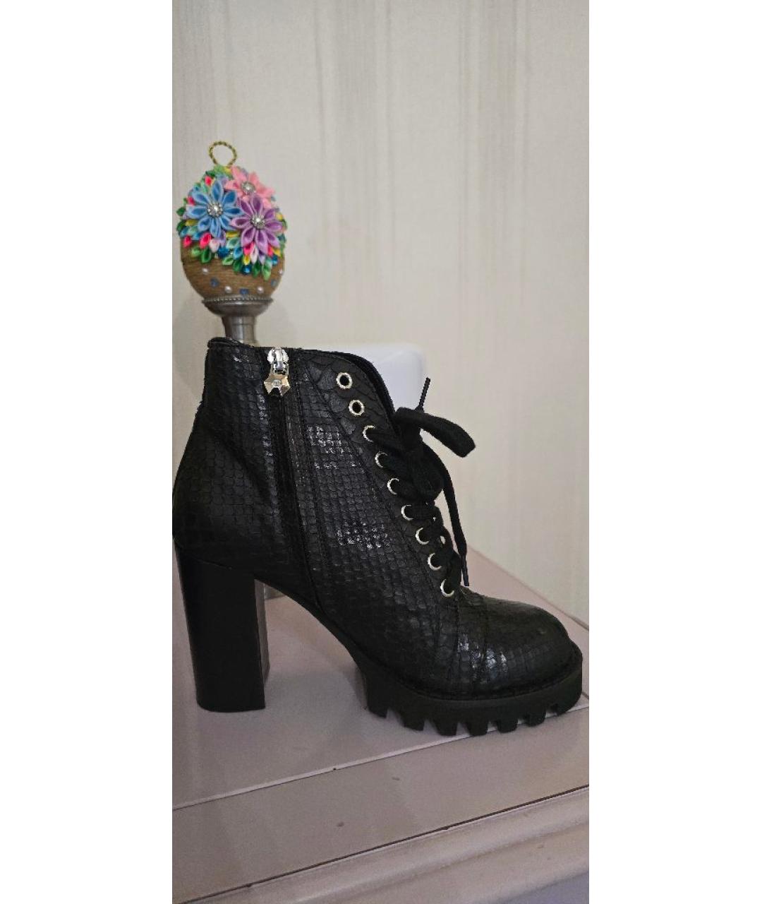PHILIPP PLEIN Черные ботильоны из экзотической кожи, фото 5