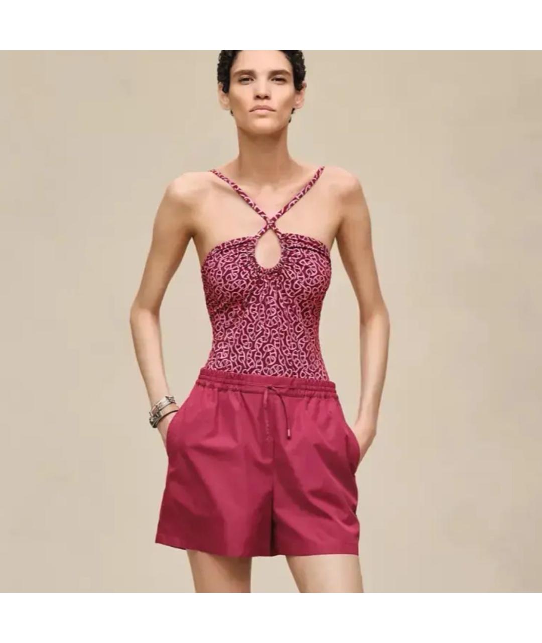 HERMES Розовые полиэстеровые шорты, фото 2