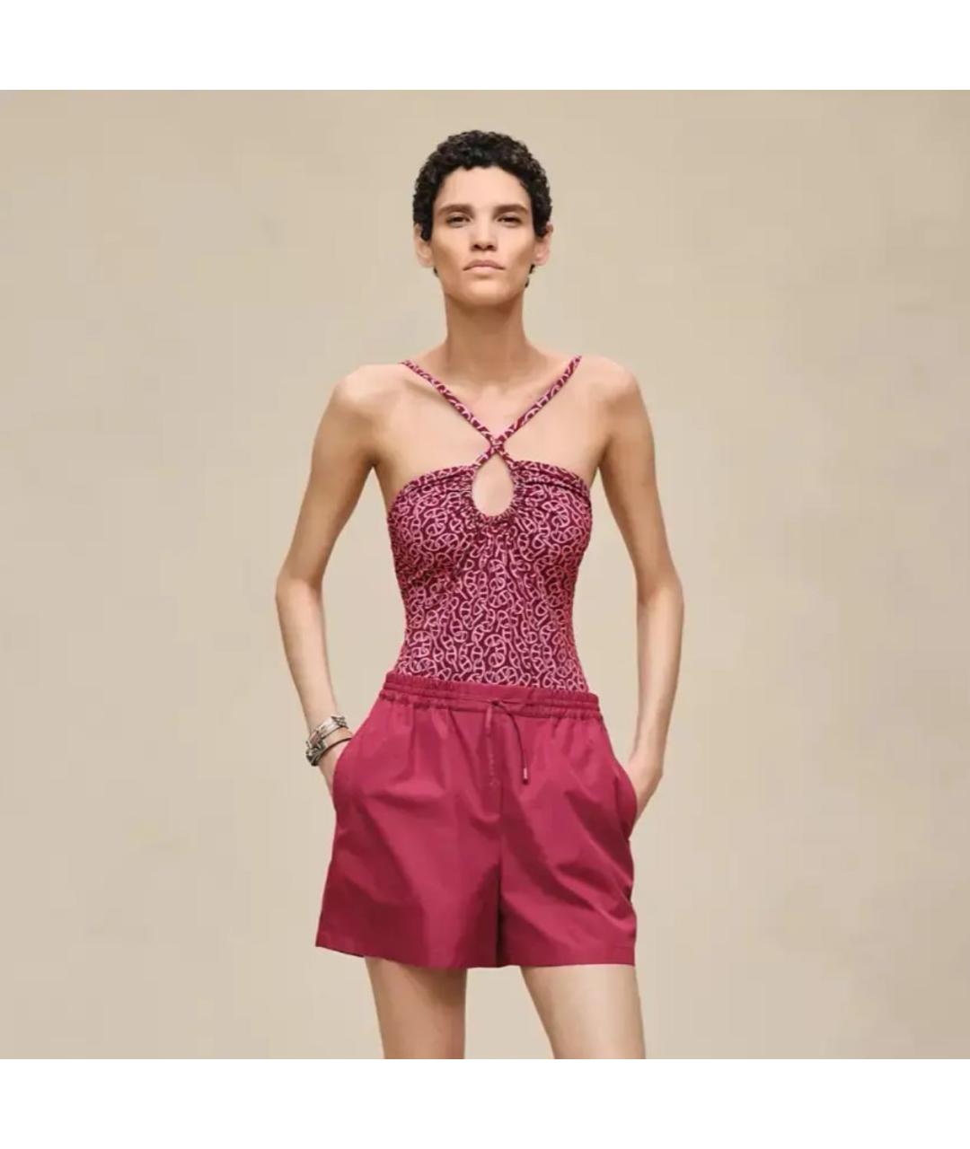 HERMES Розовые полиэстеровые шорты, фото 3