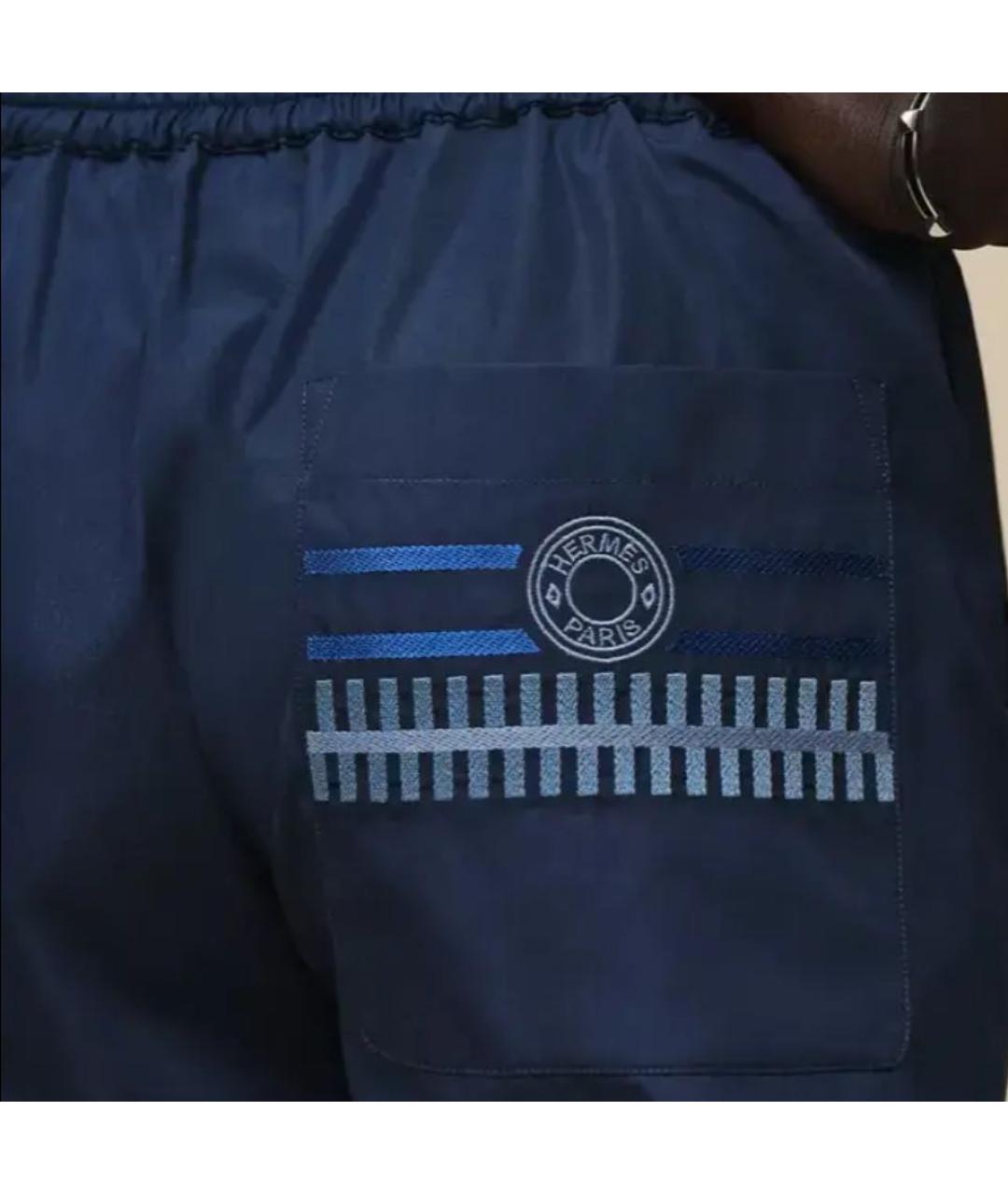 HERMES Темно-синие полиэстеровые шорты, фото 4