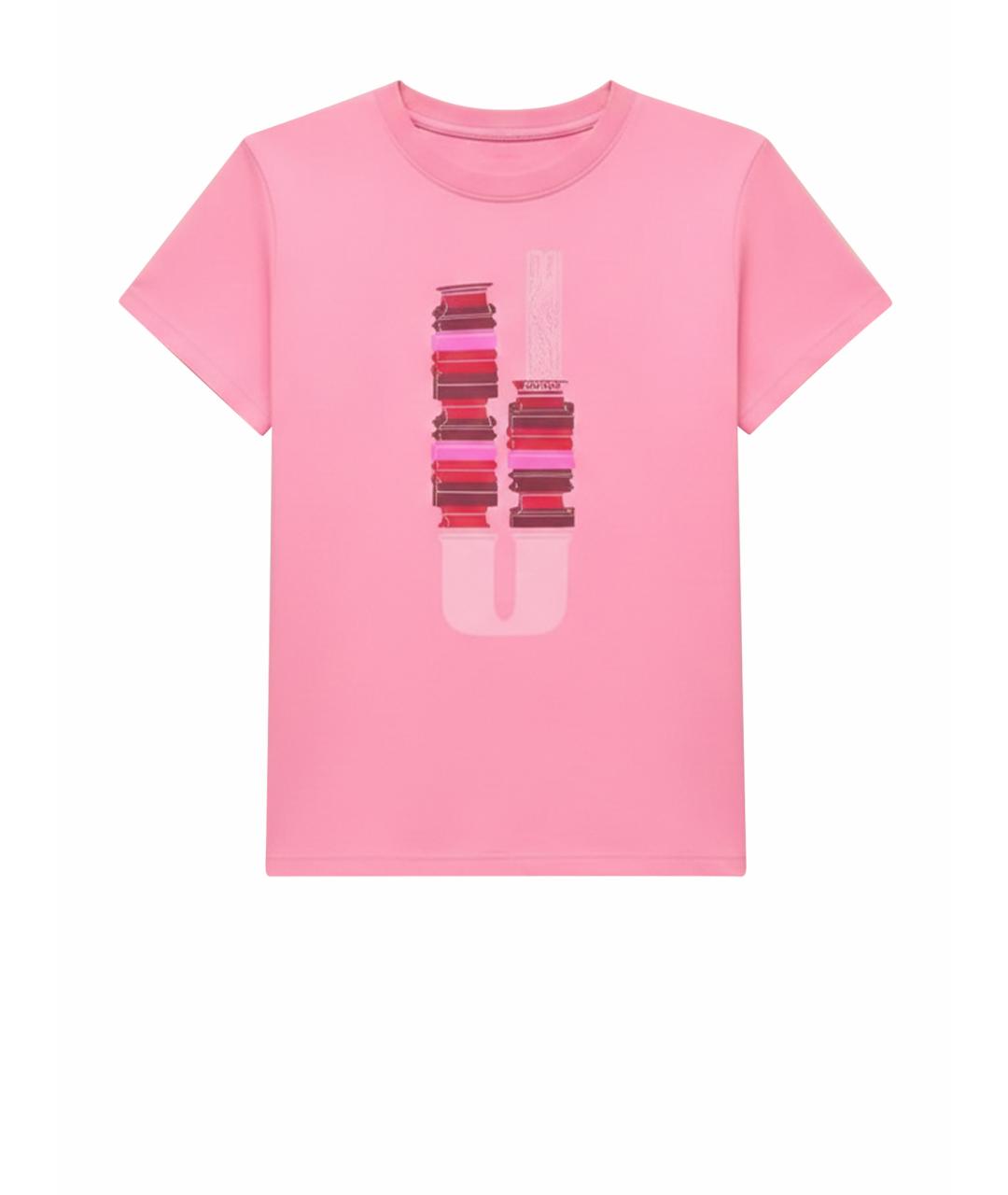 HERMES Розовая хлопковая футболка, фото 1