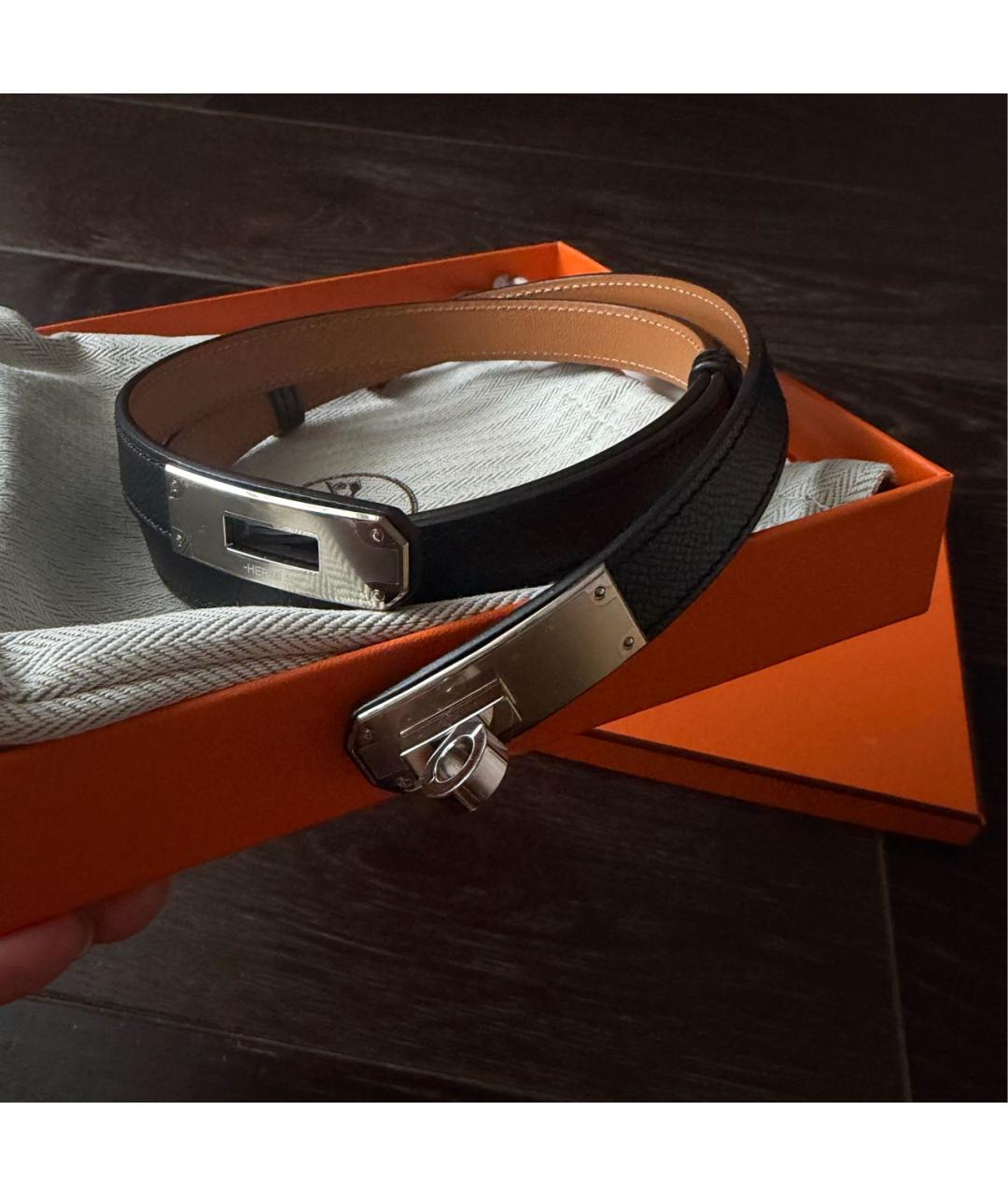HERMES Черный кожаный ремень, фото 4