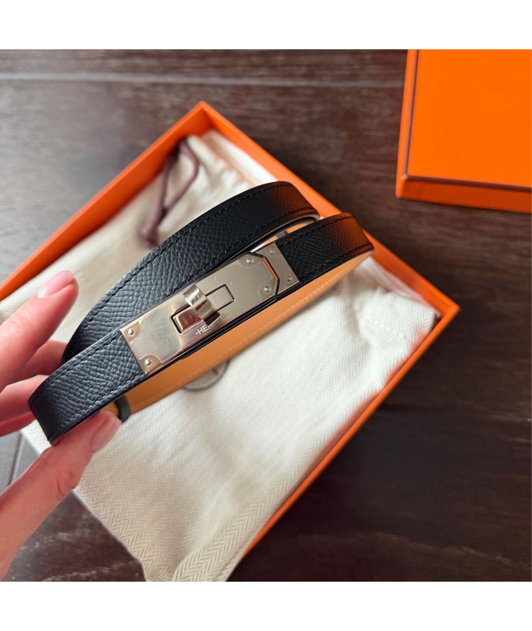 HERMES Черный кожаный ремень, фото 5