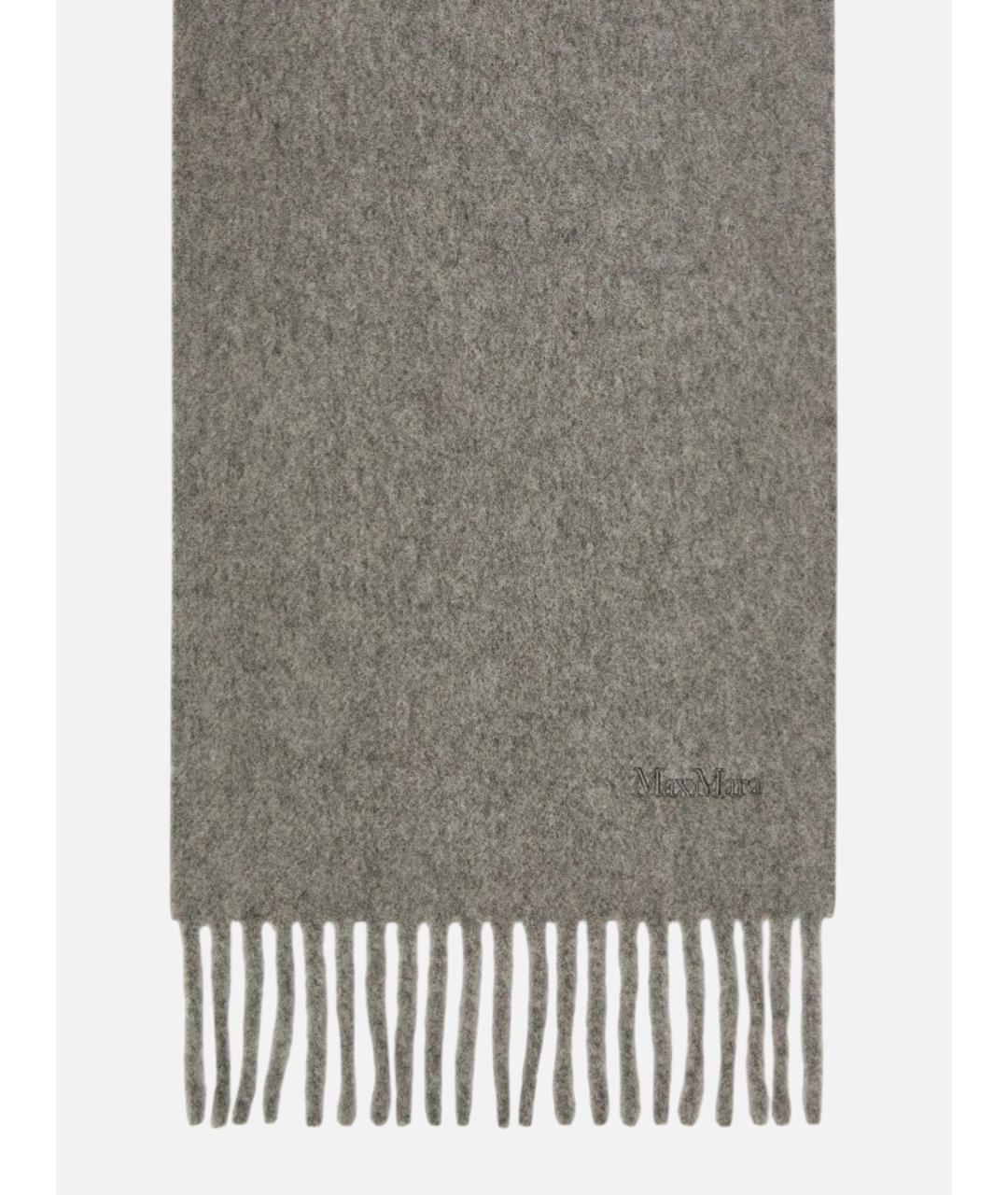 MAX MARA Серый шерстяной шарф, фото 1