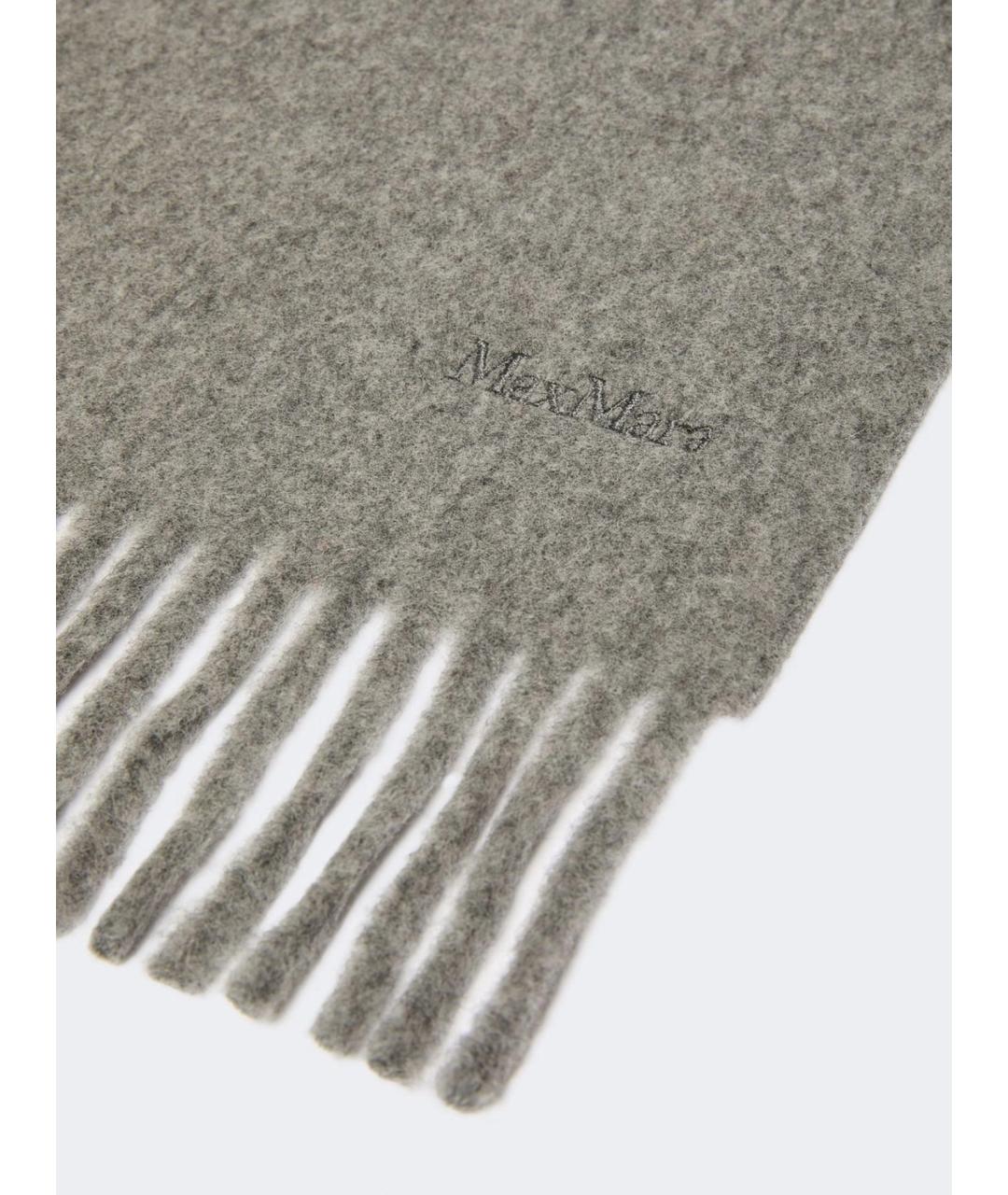MAX MARA Серый шерстяной шарф, фото 2