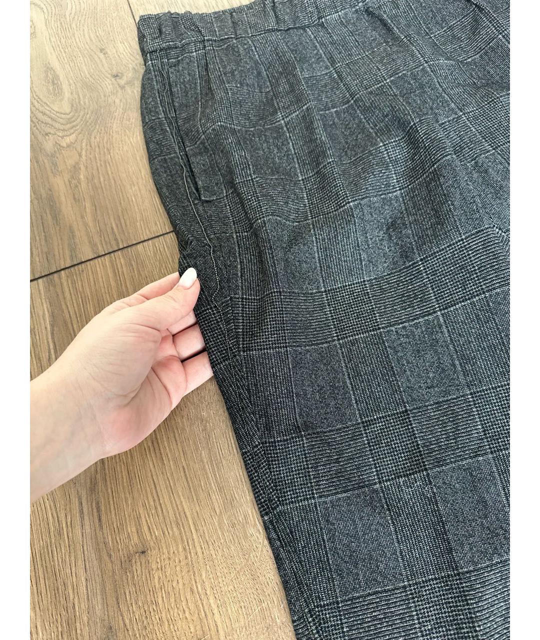 BRUNELLO CUCINELLI Антрацитовые шерстяные брюки узкие, фото 4