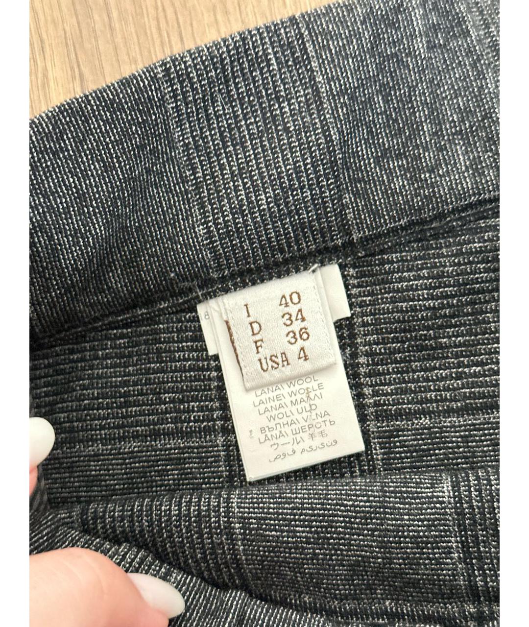 BRUNELLO CUCINELLI Антрацитовые шерстяные брюки узкие, фото 5