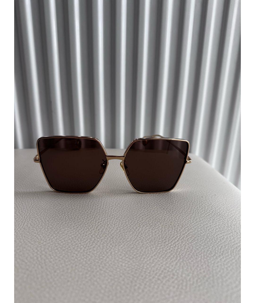 GUCCI Золотые металлические солнцезащитные очки, фото 2