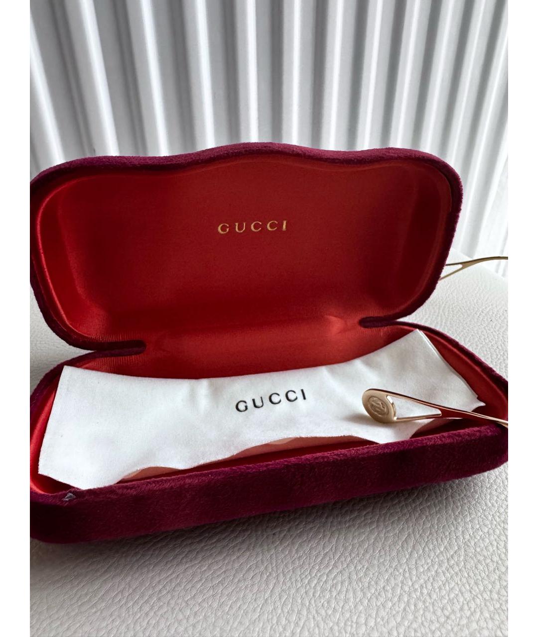 GUCCI Золотые металлические солнцезащитные очки, фото 5