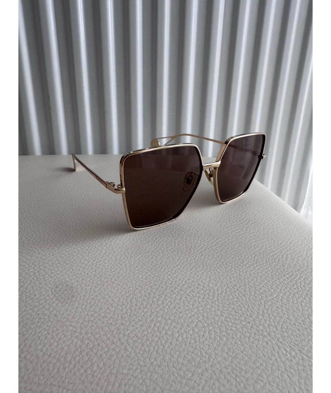 GUCCI Золотые металлические солнцезащитные очки, фото 3