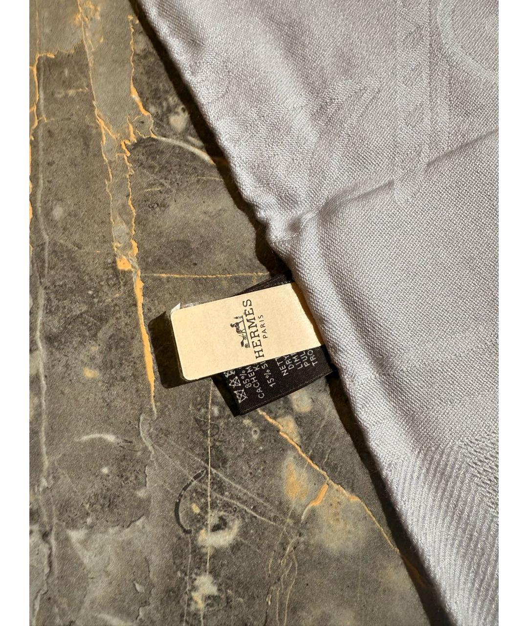 HERMES Серый кашемировый платок, фото 3