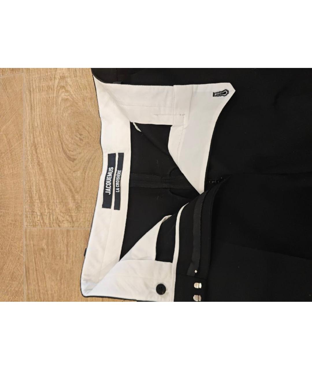 JACQUEMUS Черные хлопковые прямые брюки, фото 3