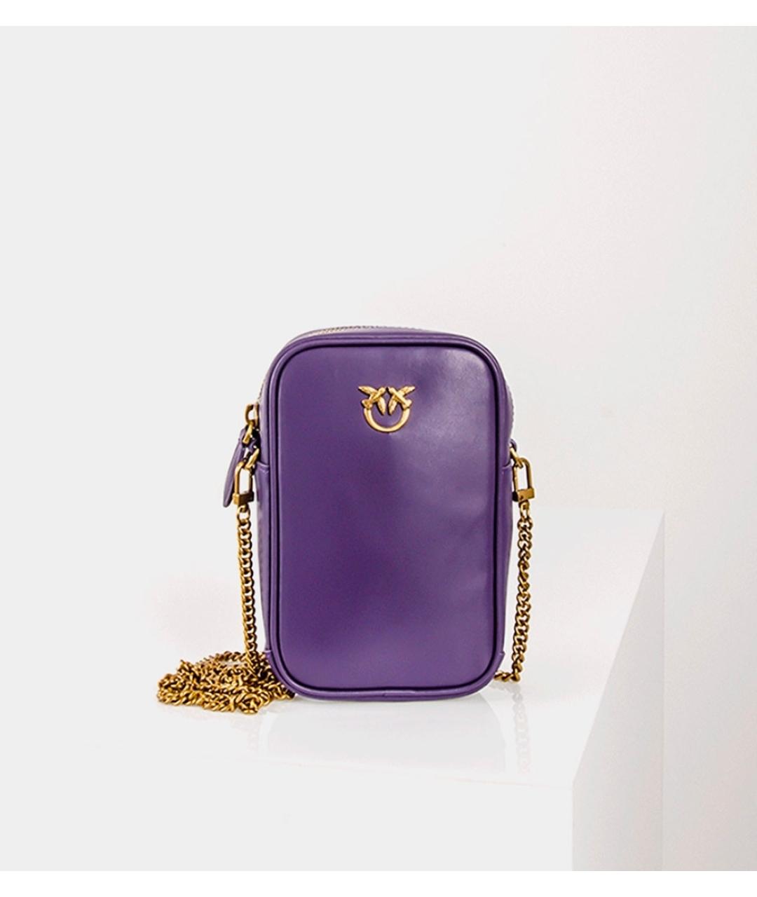 PINKO Фиолетовая кожаная сумка через плечо, фото 10