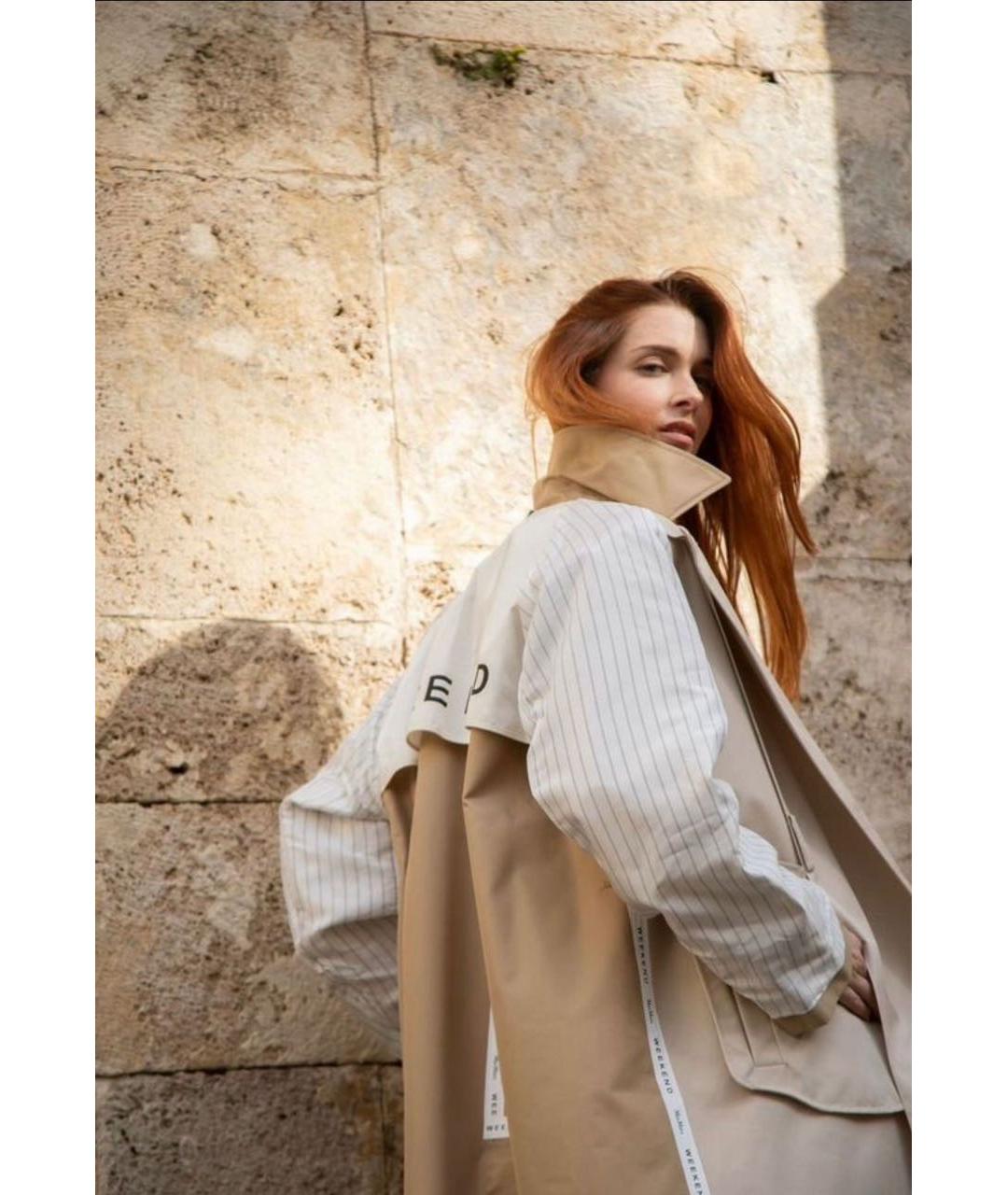 WEEKEND MAX MARA Бежевый хлопковый тренч/плащ, фото 2