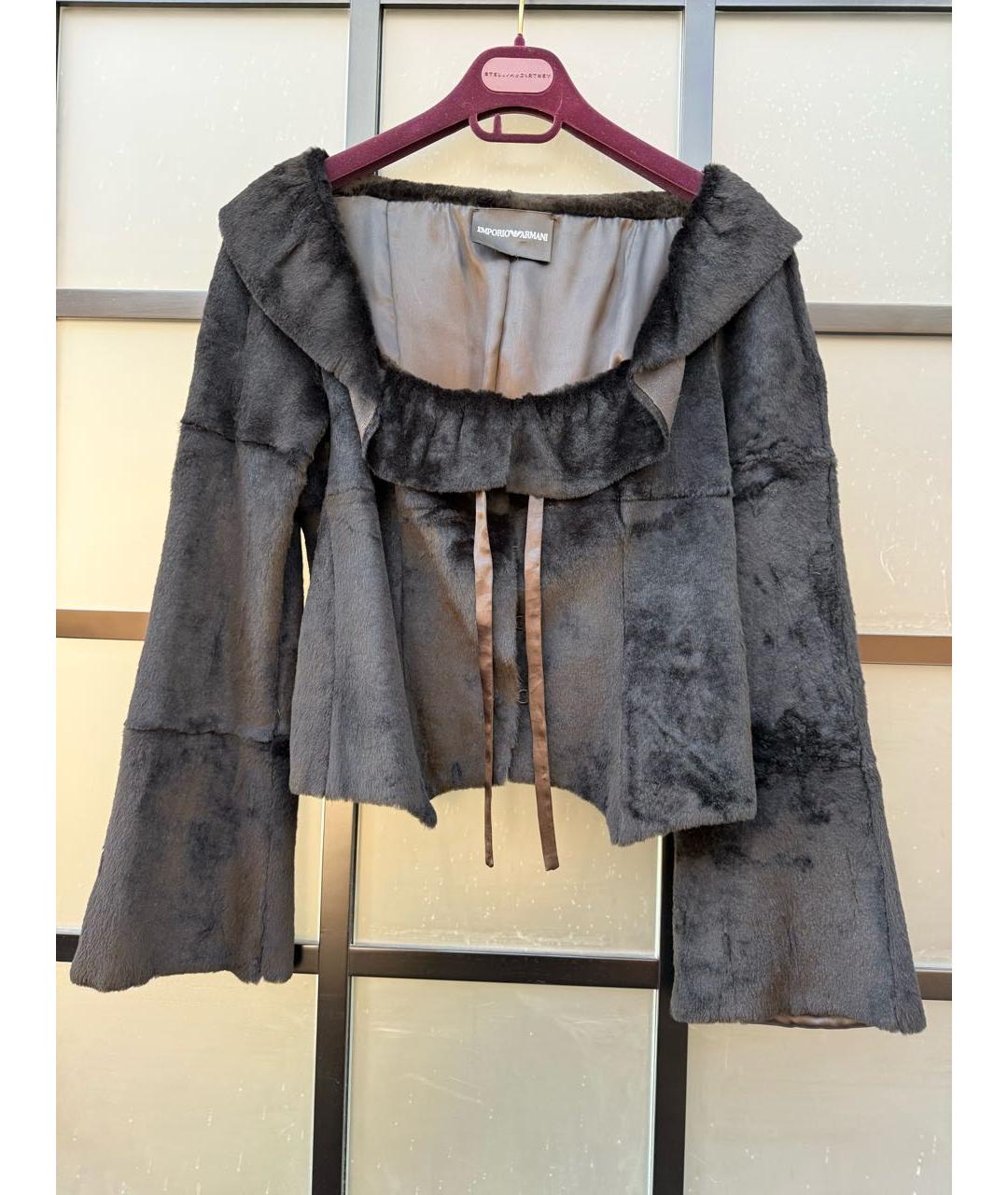 ARMANI COLLEZIONI Черный меховой жакет/пиджак, фото 7