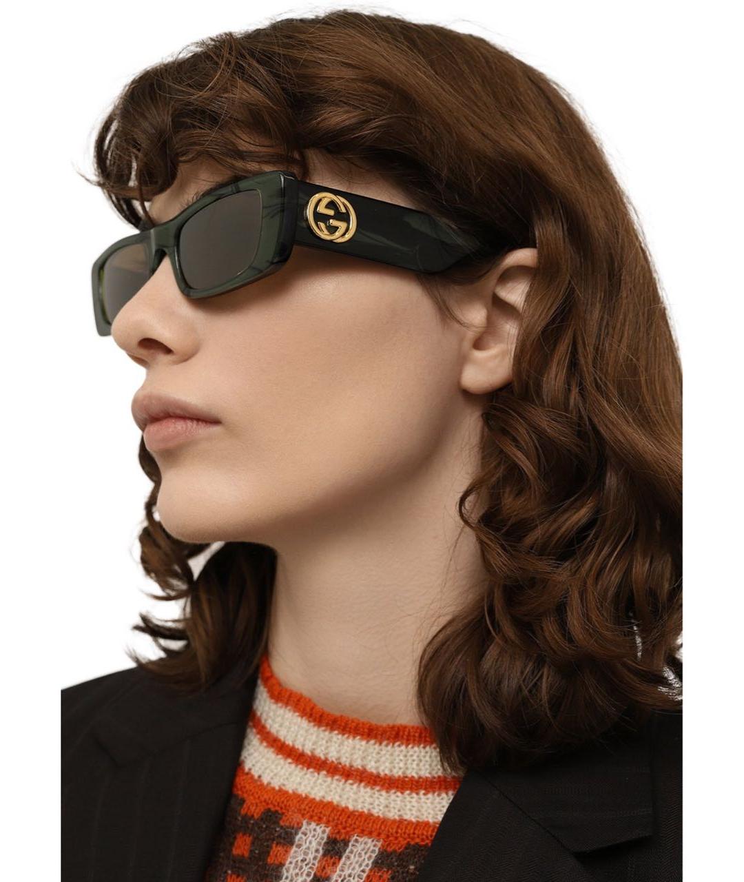 GUCCI Черные пластиковые солнцезащитные очки, фото 2