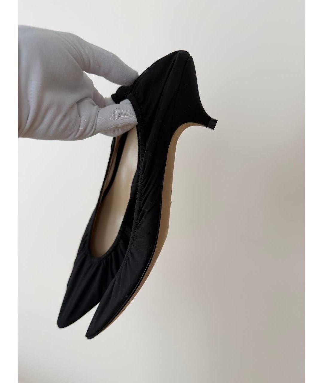 THE ROW Черные текстильные лодочки на низком каблуке, фото 5