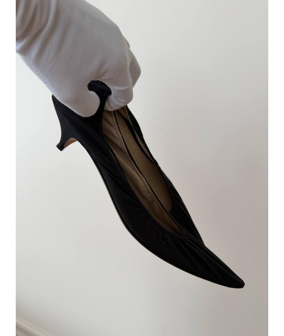 THE ROW Черные текстильные лодочки на низком каблуке, фото 3