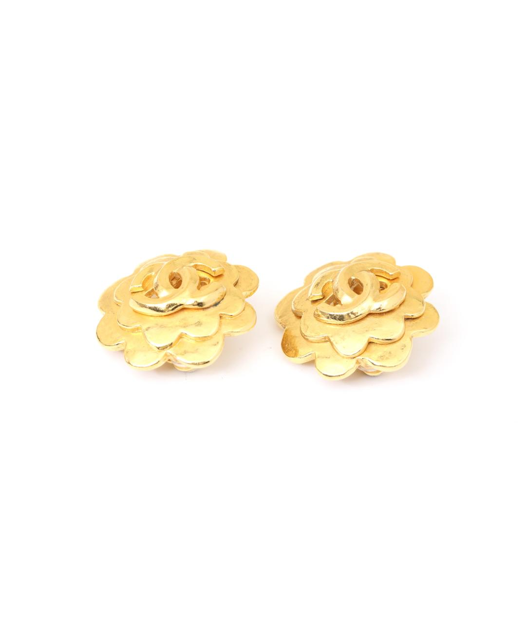 CHANEL Золотые металлические клипсы, фото 1