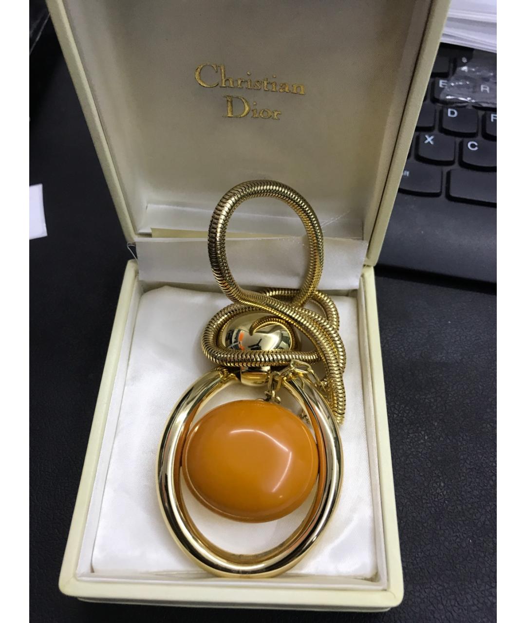 CHRISTIAN DIOR Золотое металлическое колье, фото 9