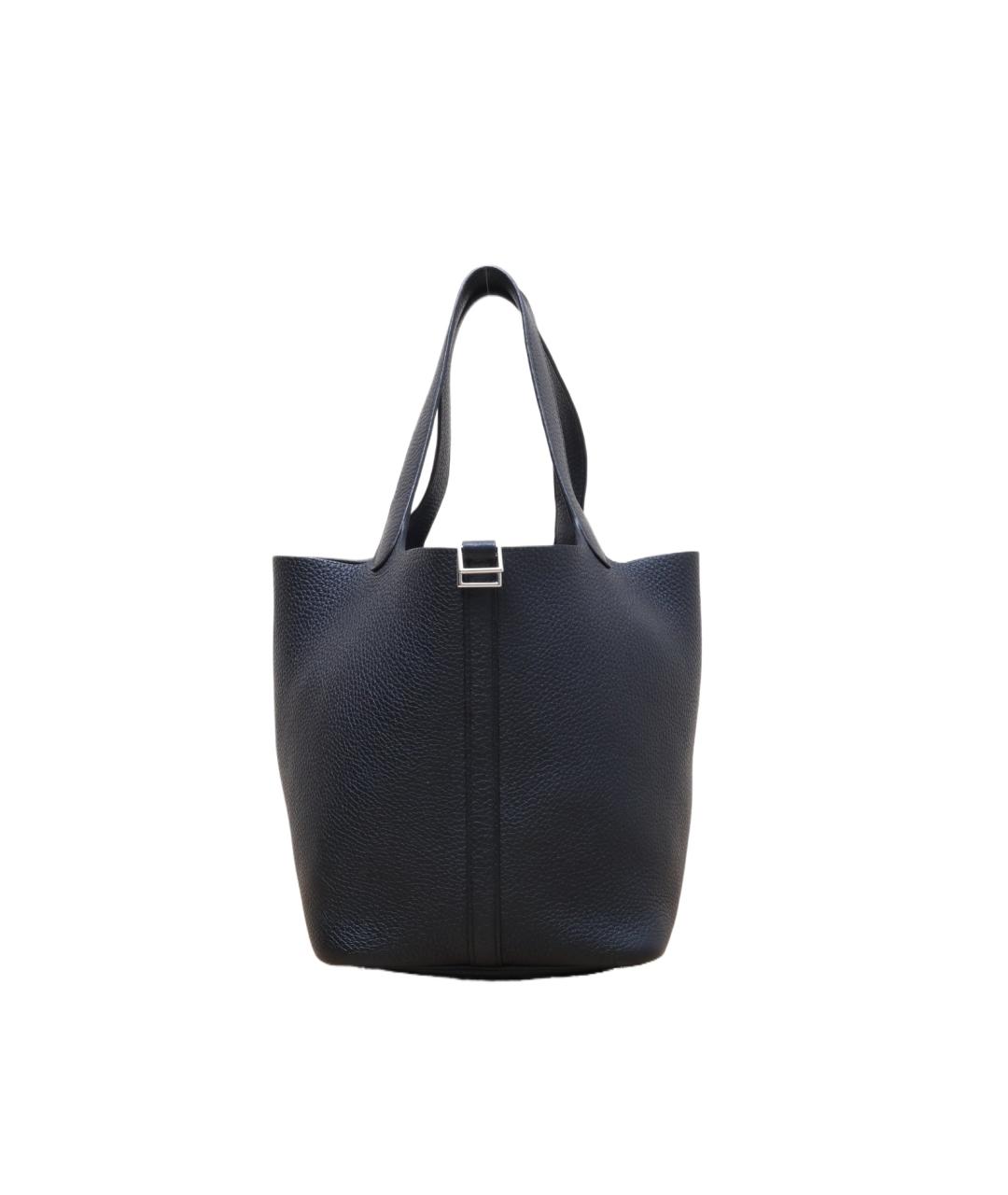 HERMES Черная кожаная сумка с короткими ручками, фото 1