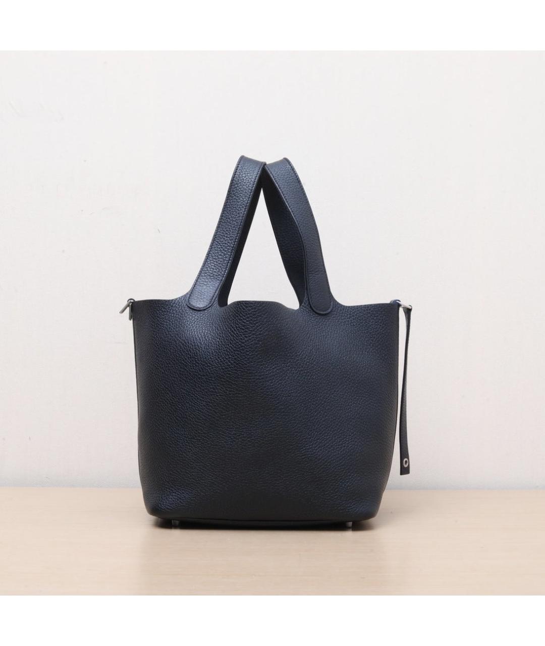 HERMES Черная кожаная сумка с короткими ручками, фото 4