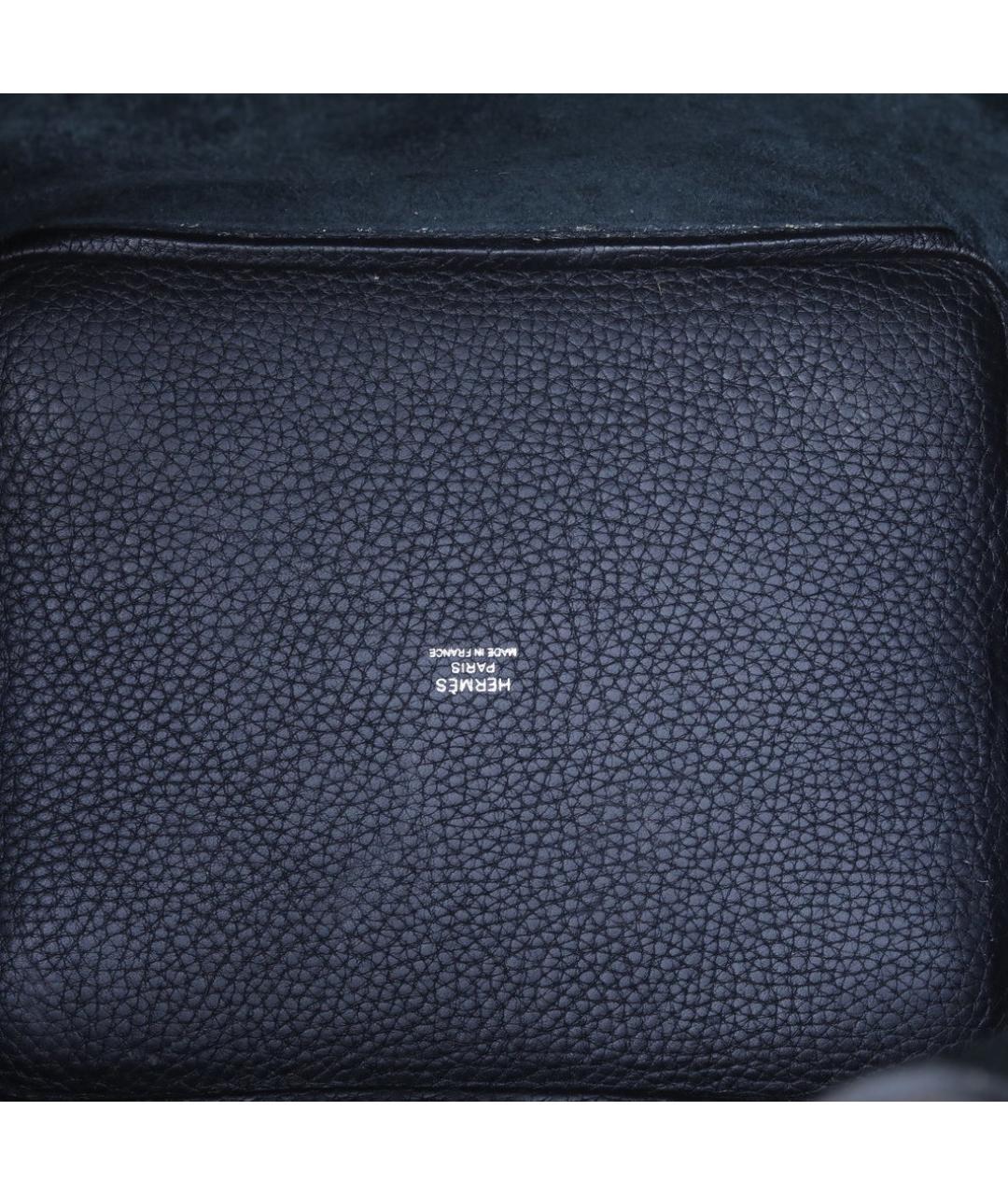 HERMES Черная кожаная сумка с короткими ручками, фото 9