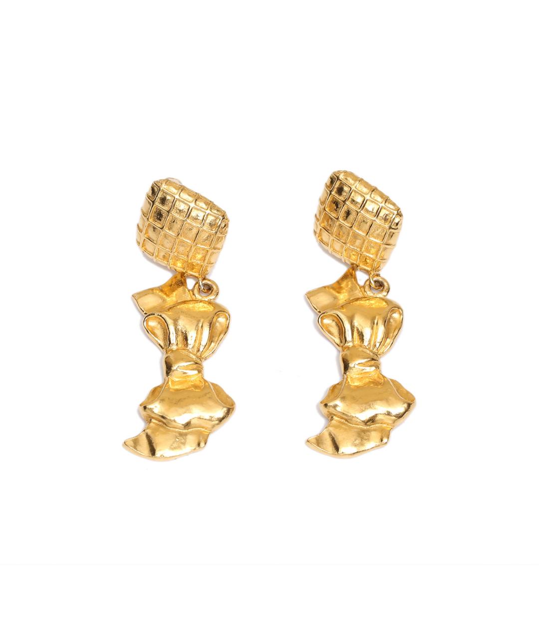 CHANEL Золотые металлические клипсы, фото 1