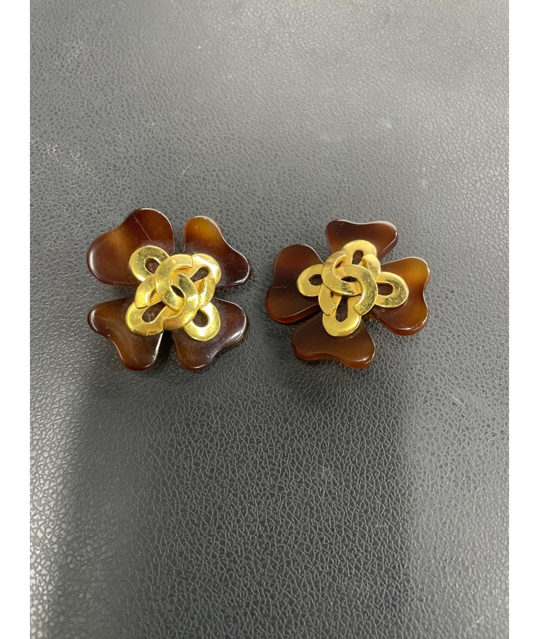 CHANEL Коричневые клипсы, фото 8