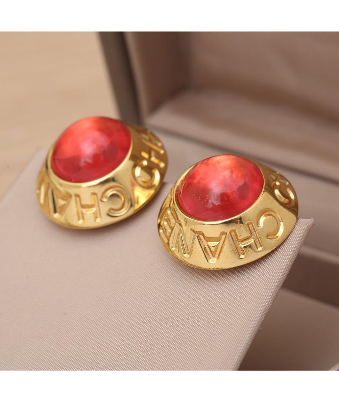 CHANEL Красные металлические клипсы, фото 2