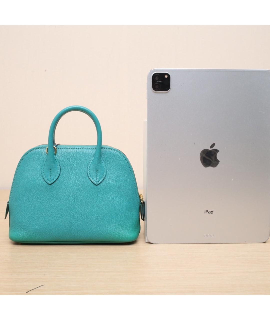 HERMES Бирюзовая сумка с короткими ручками, фото 7