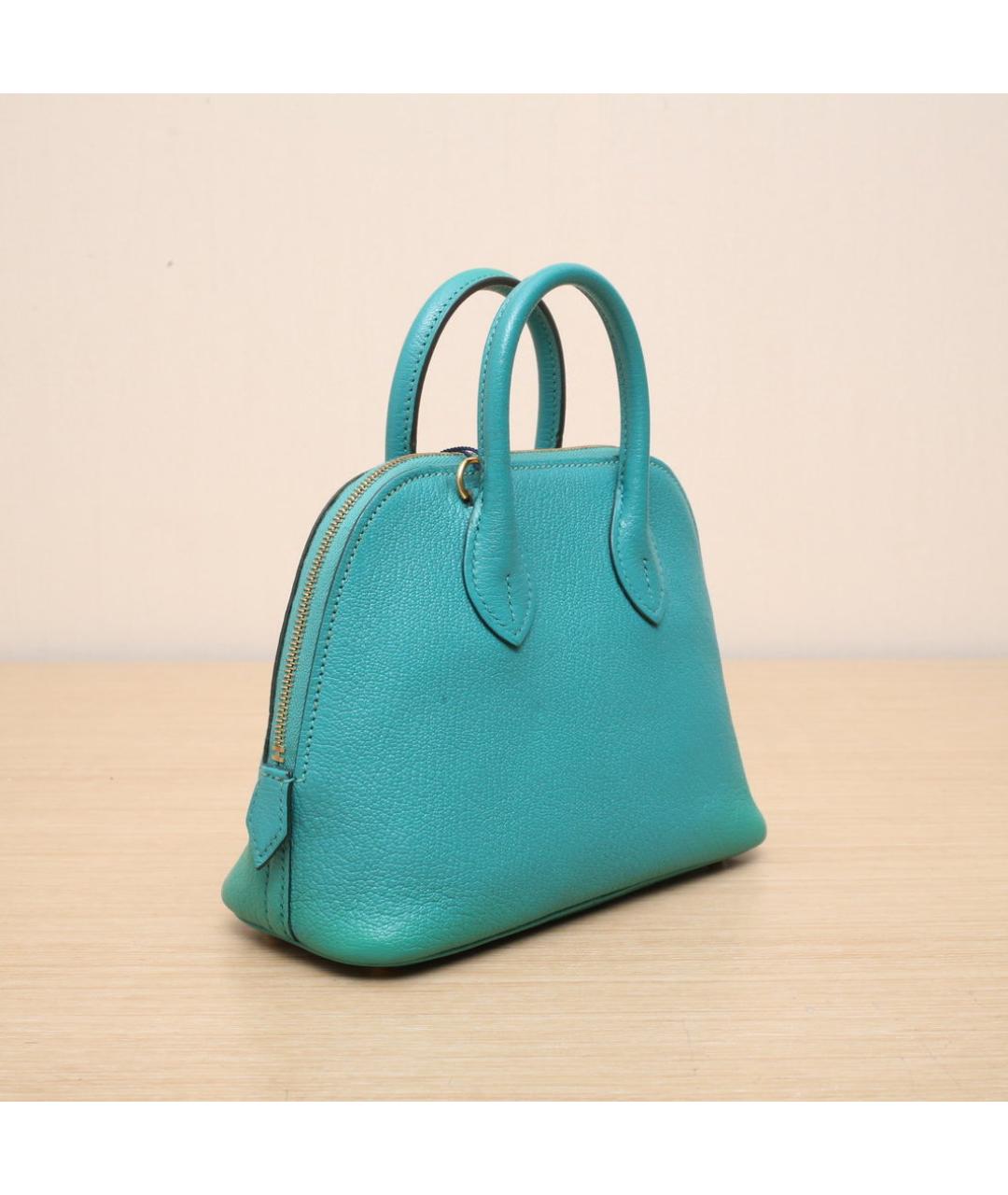 HERMES Бирюзовая сумка с короткими ручками, фото 6