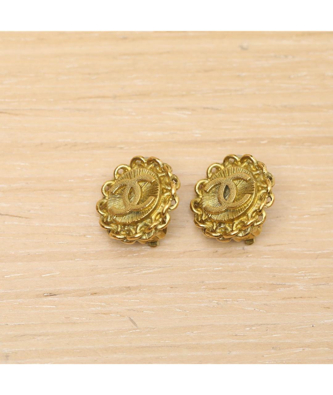 CHANEL Золотые металлические клипсы, фото 2