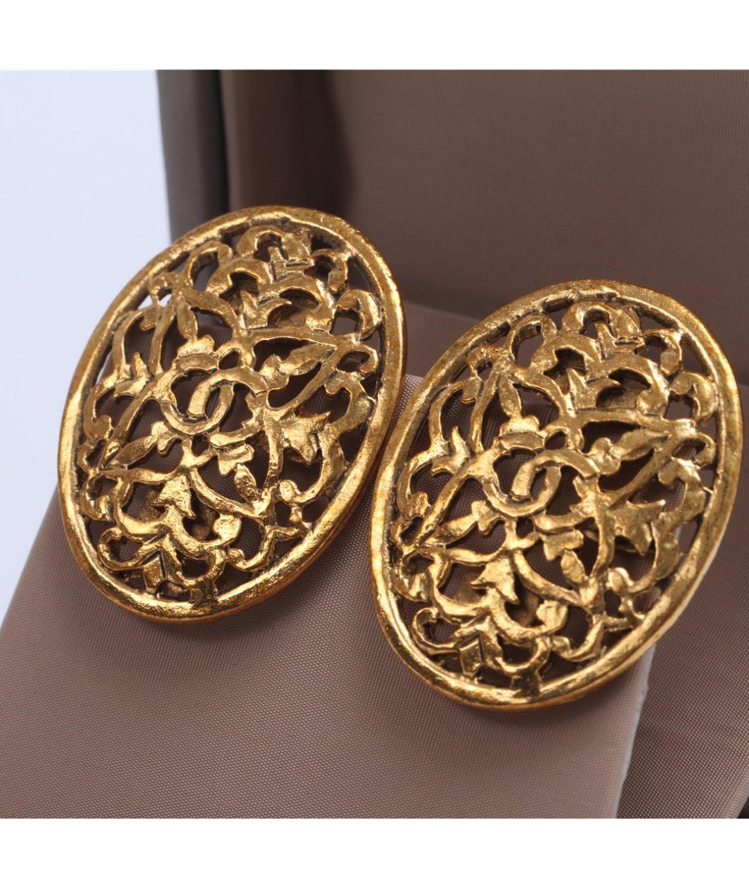 CHANEL Золотые металлические клипсы, фото 2