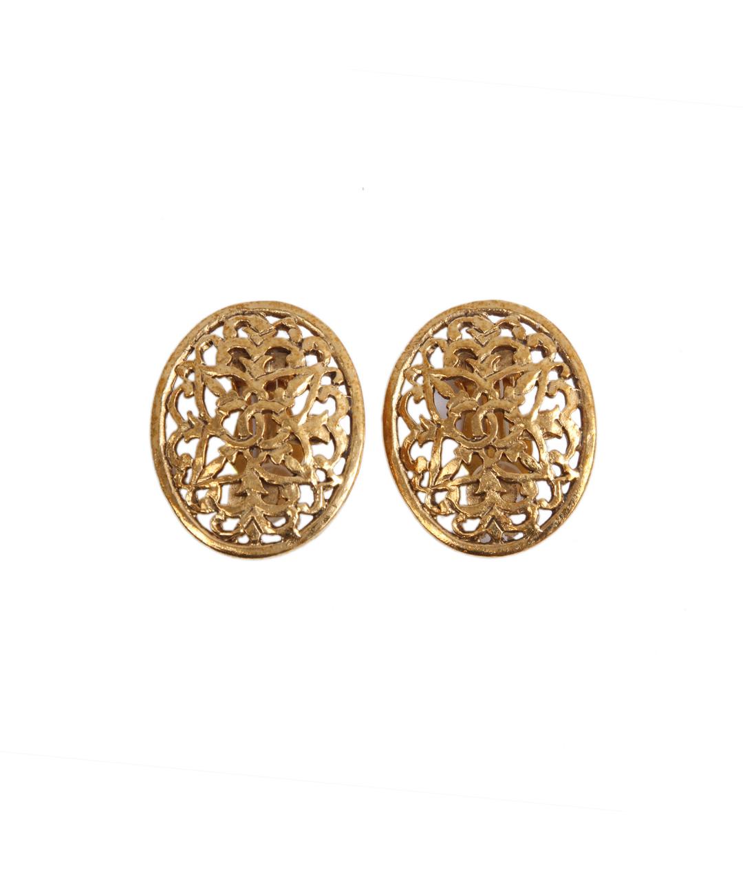 CHANEL Золотые металлические клипсы, фото 1