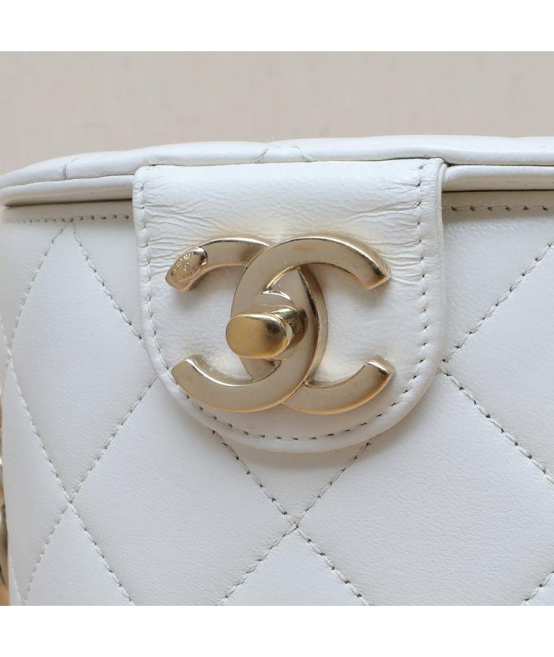 CHANEL Белая кожаная сумка через плечо, фото 8