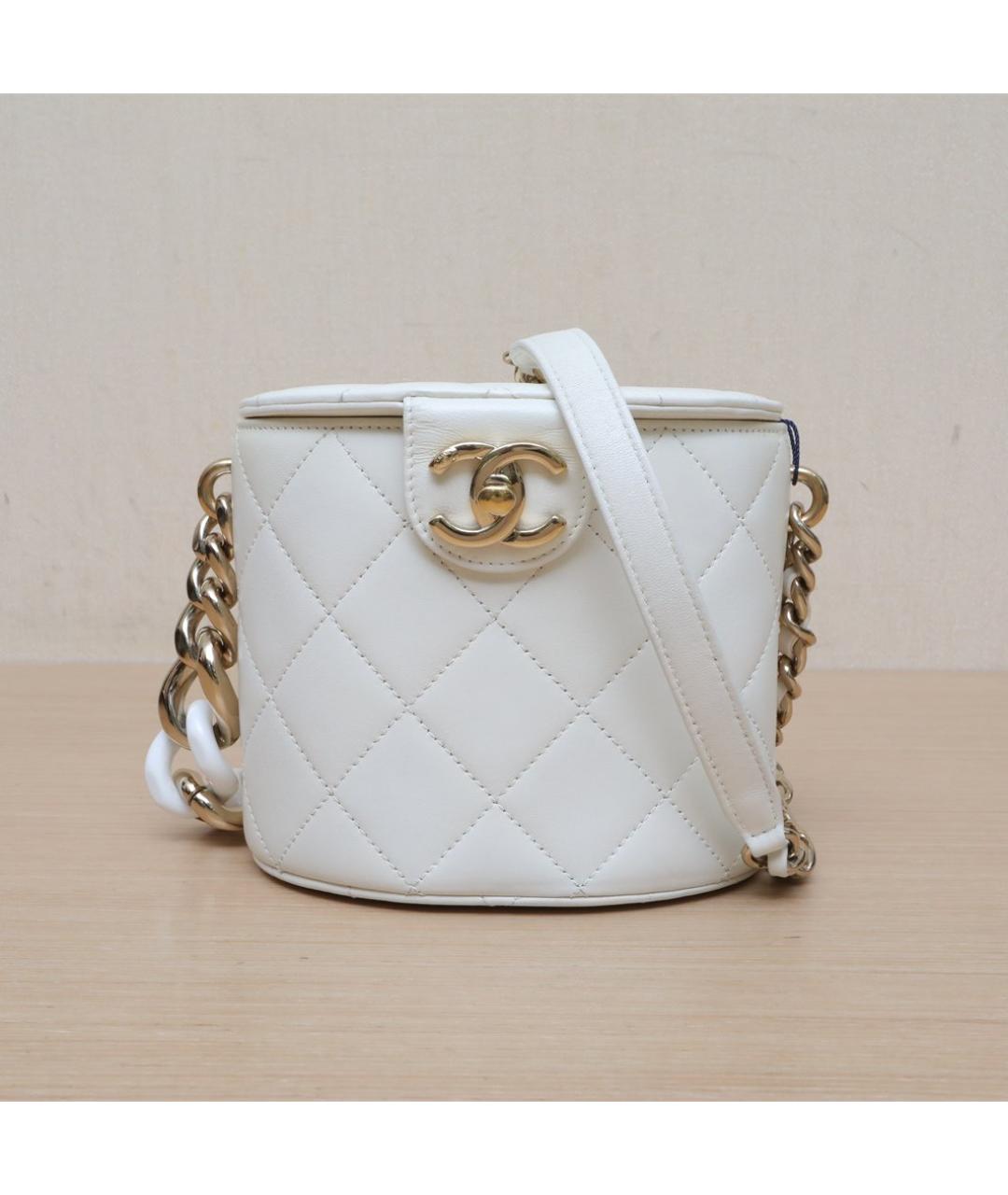 CHANEL Белая кожаная сумка через плечо, фото 3