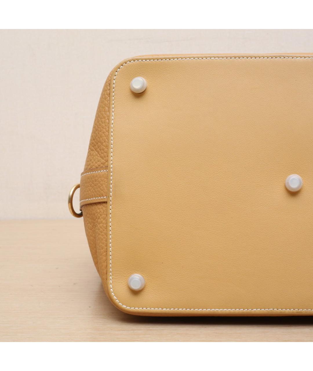 HERMES Бежевая кожаная сумка с короткими ручками, фото 9
