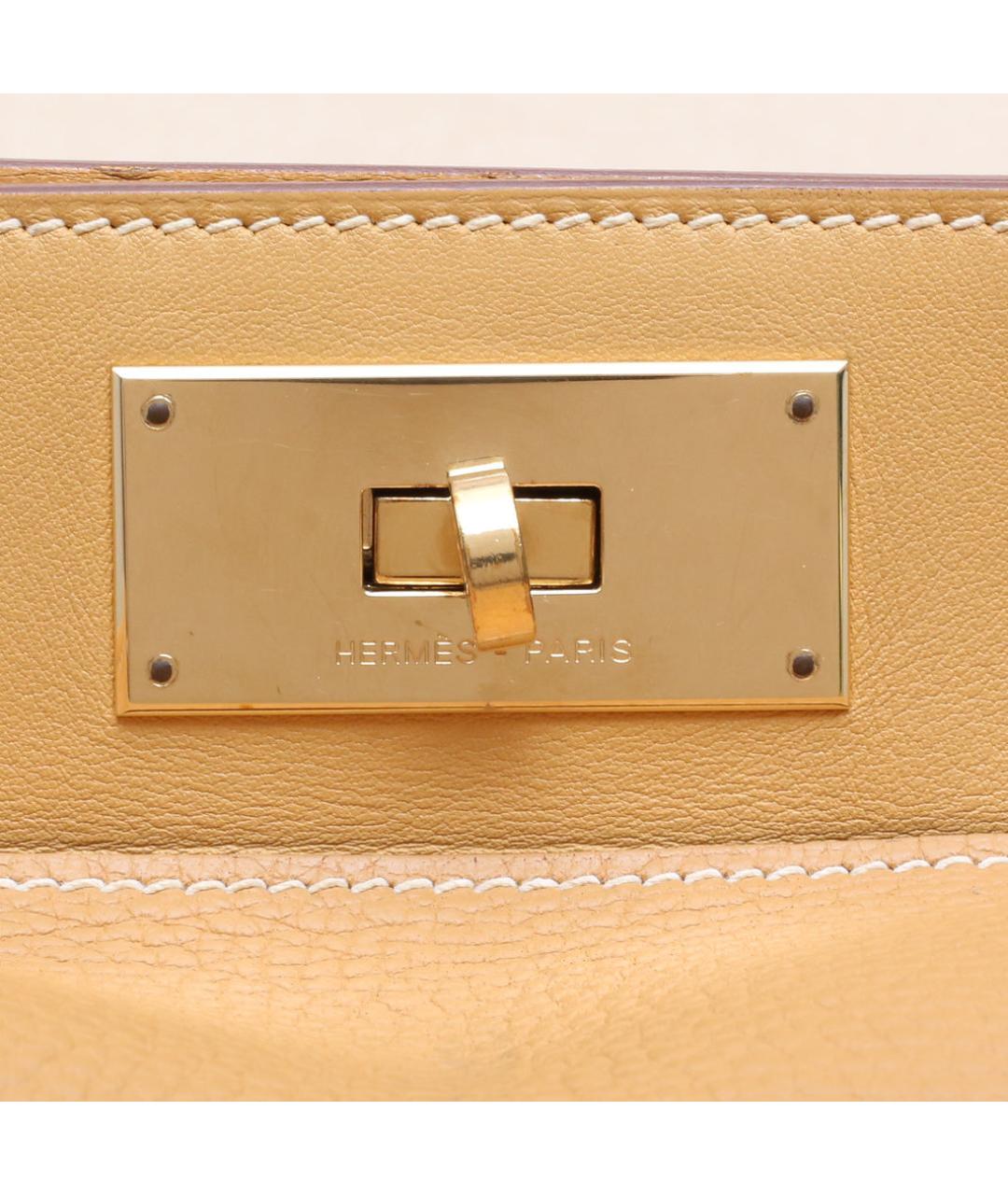 HERMES Бежевая кожаная сумка с короткими ручками, фото 8