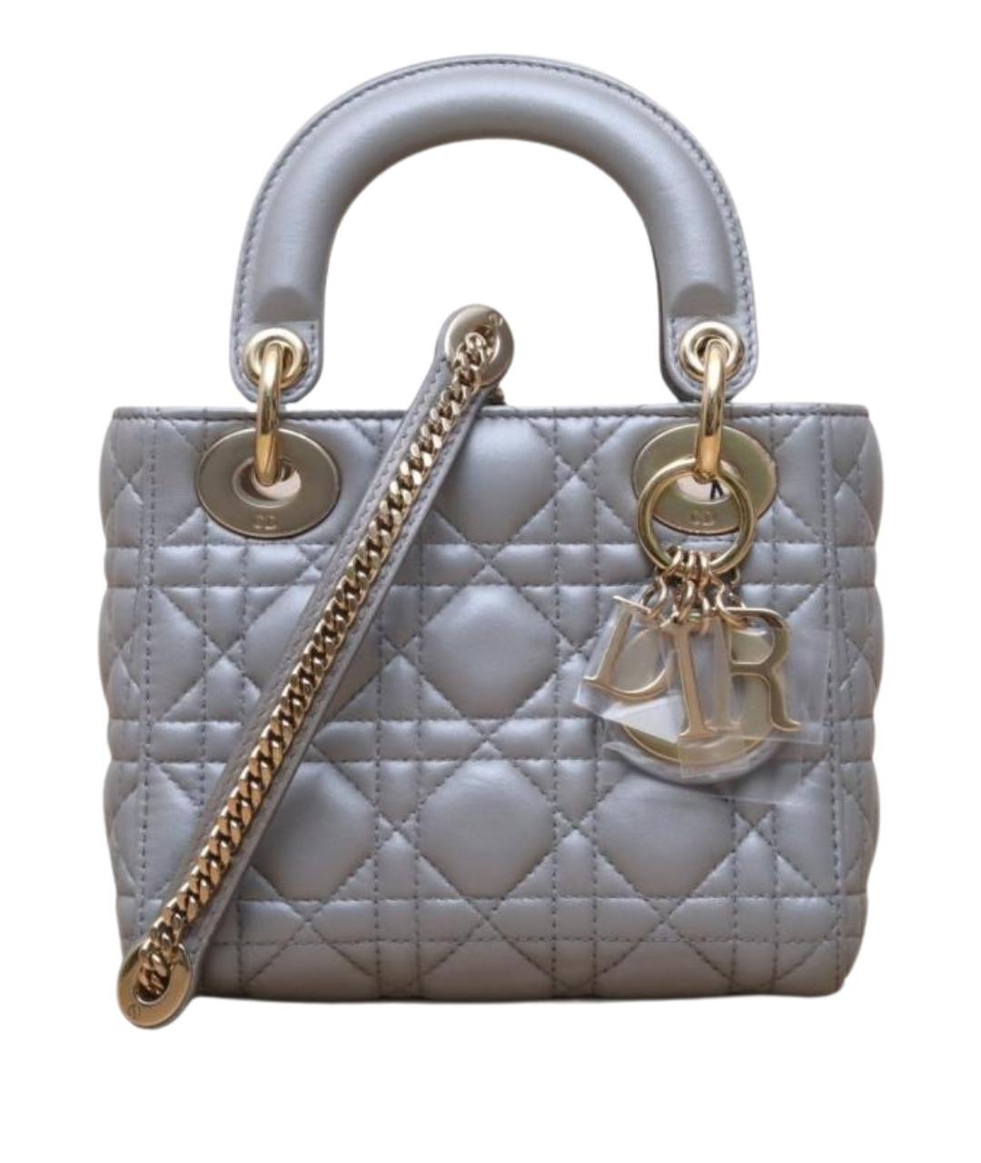 CHRISTIAN DIOR Серая кожаная сумка с короткими ручками, фото 1