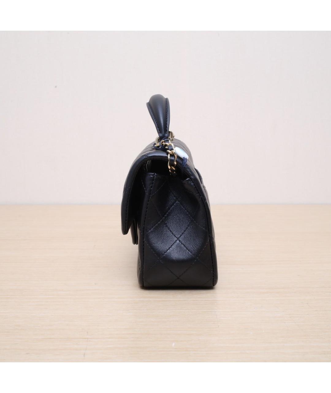CHANEL Черная кожаная сумка с короткими ручками, фото 5