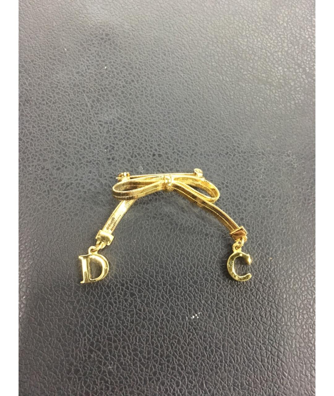 CHRISTIAN DIOR Золотая металлическая булавка / брошь, фото 6