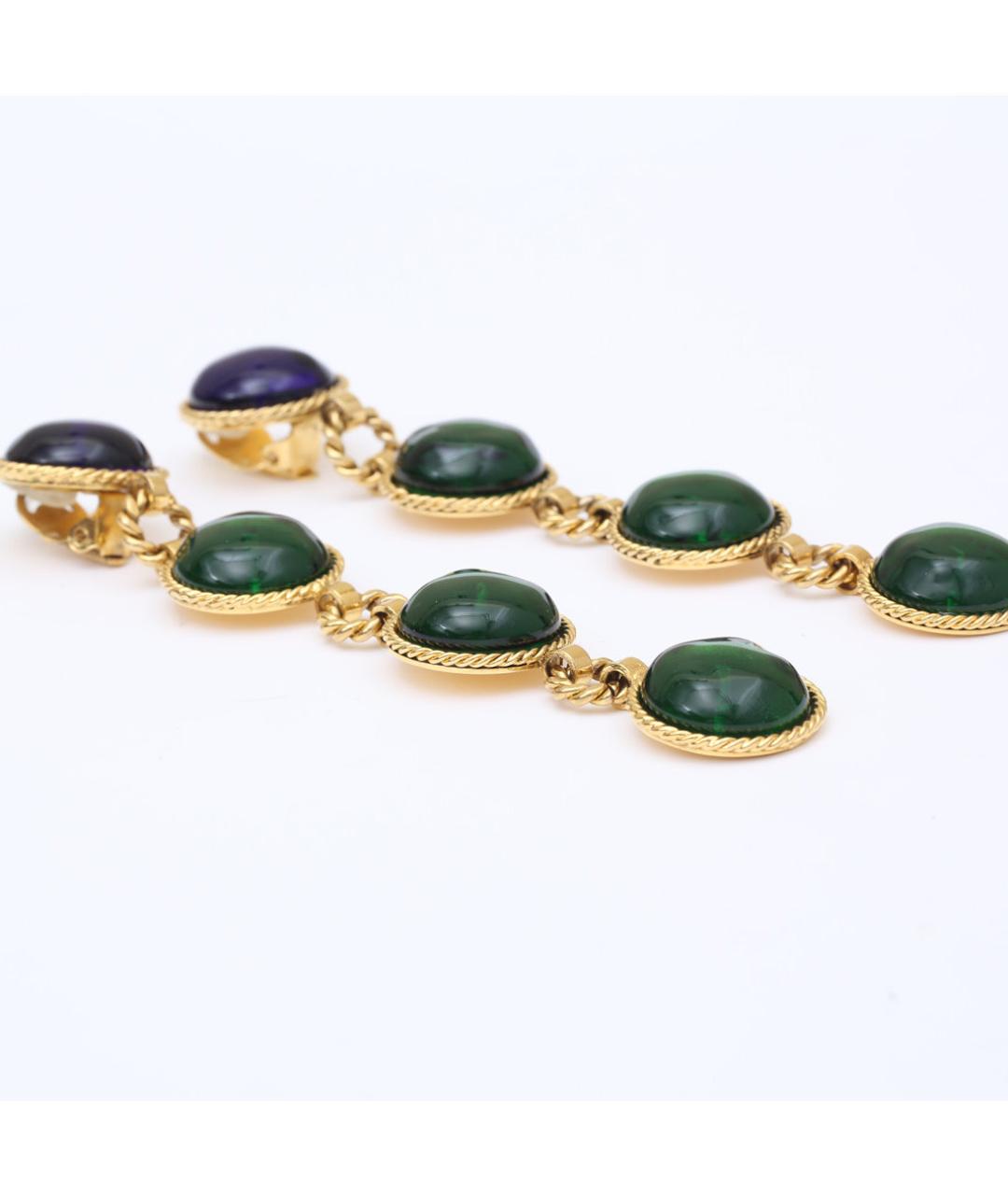 CHANEL Зеленые металлические клипсы, фото 3