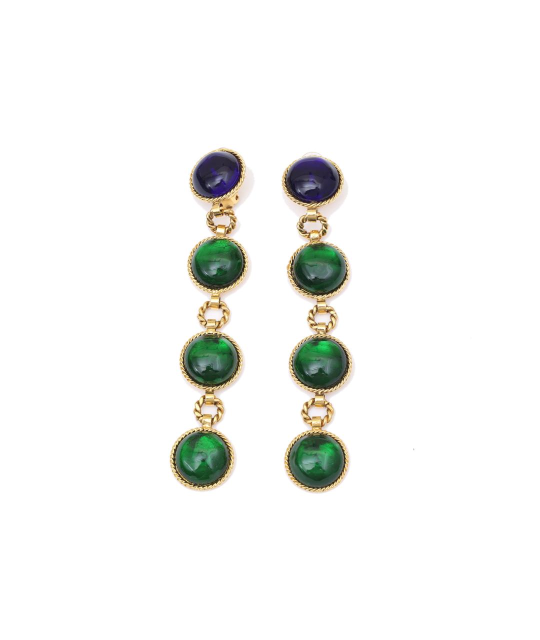 CHANEL Зеленые металлические клипсы, фото 1