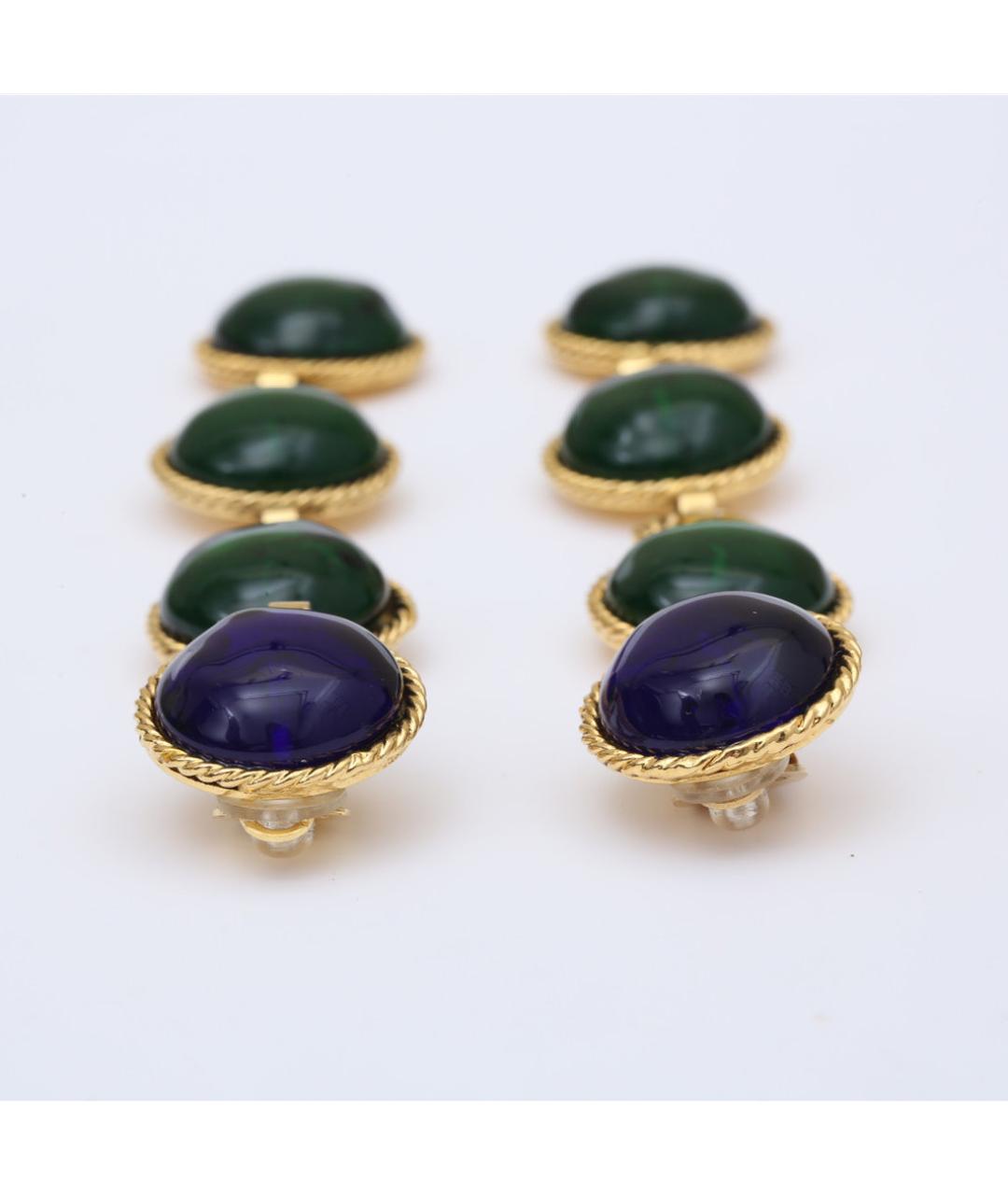 CHANEL Зеленые металлические клипсы, фото 4