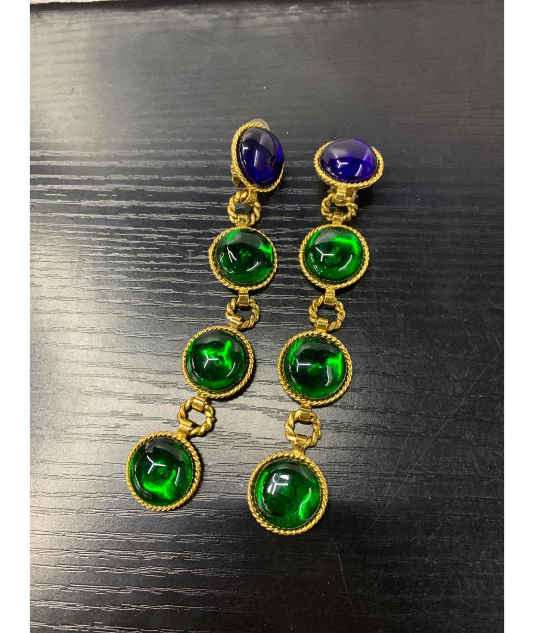 CHANEL Зеленые металлические клипсы, фото 7