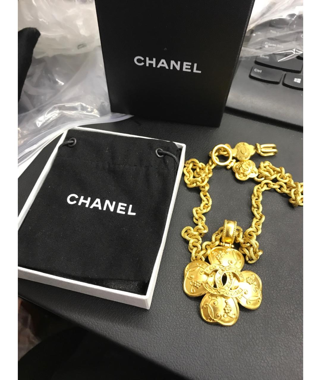 CHANEL Золотое металлическое колье, фото 6