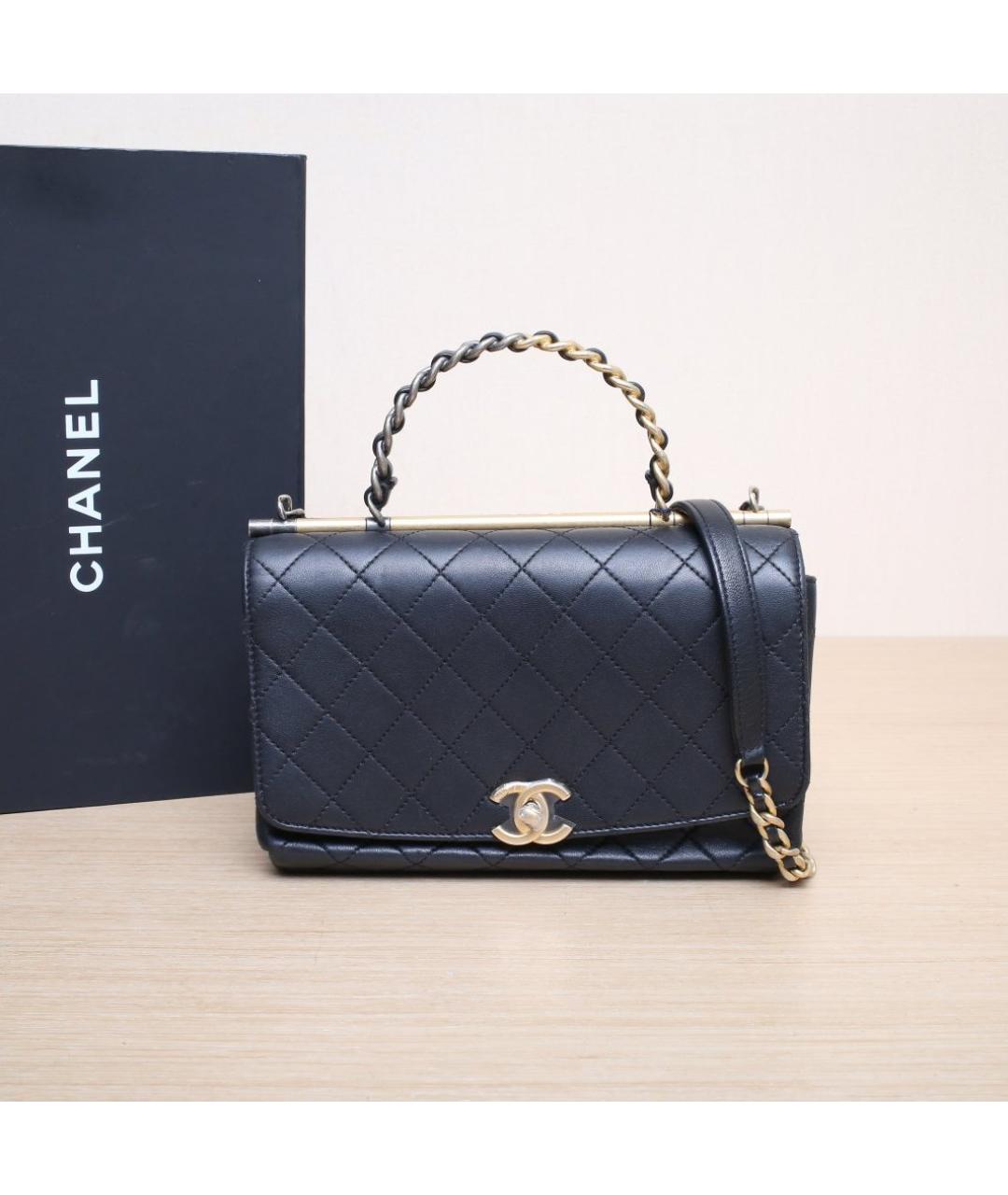 CHANEL Черная сумка с короткими ручками, фото 2