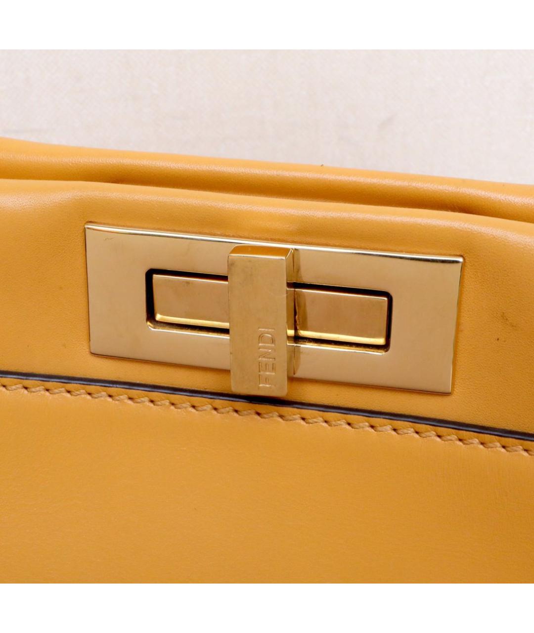 FENDI Оранжевая кожаная сумка с короткими ручками, фото 8